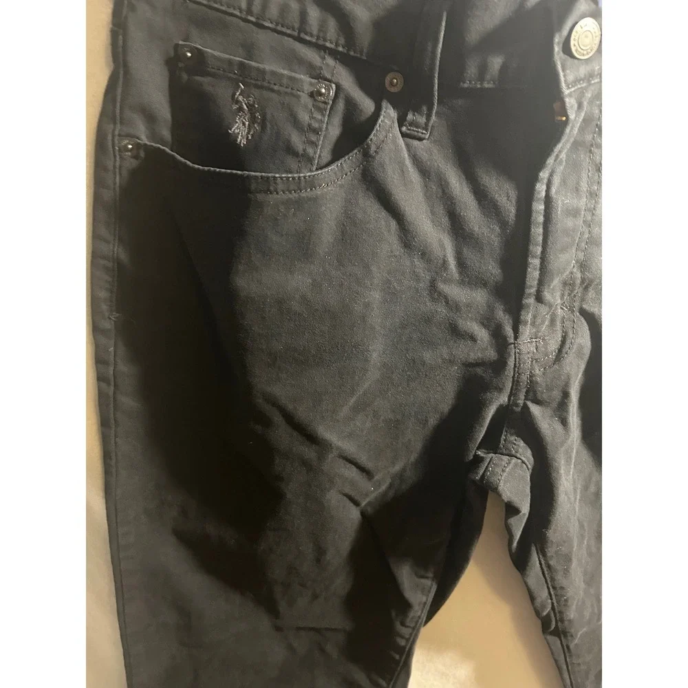 US Polo Assn Mens Activate Stretch Slim Straight Pants Black 34x30 Five Pocket